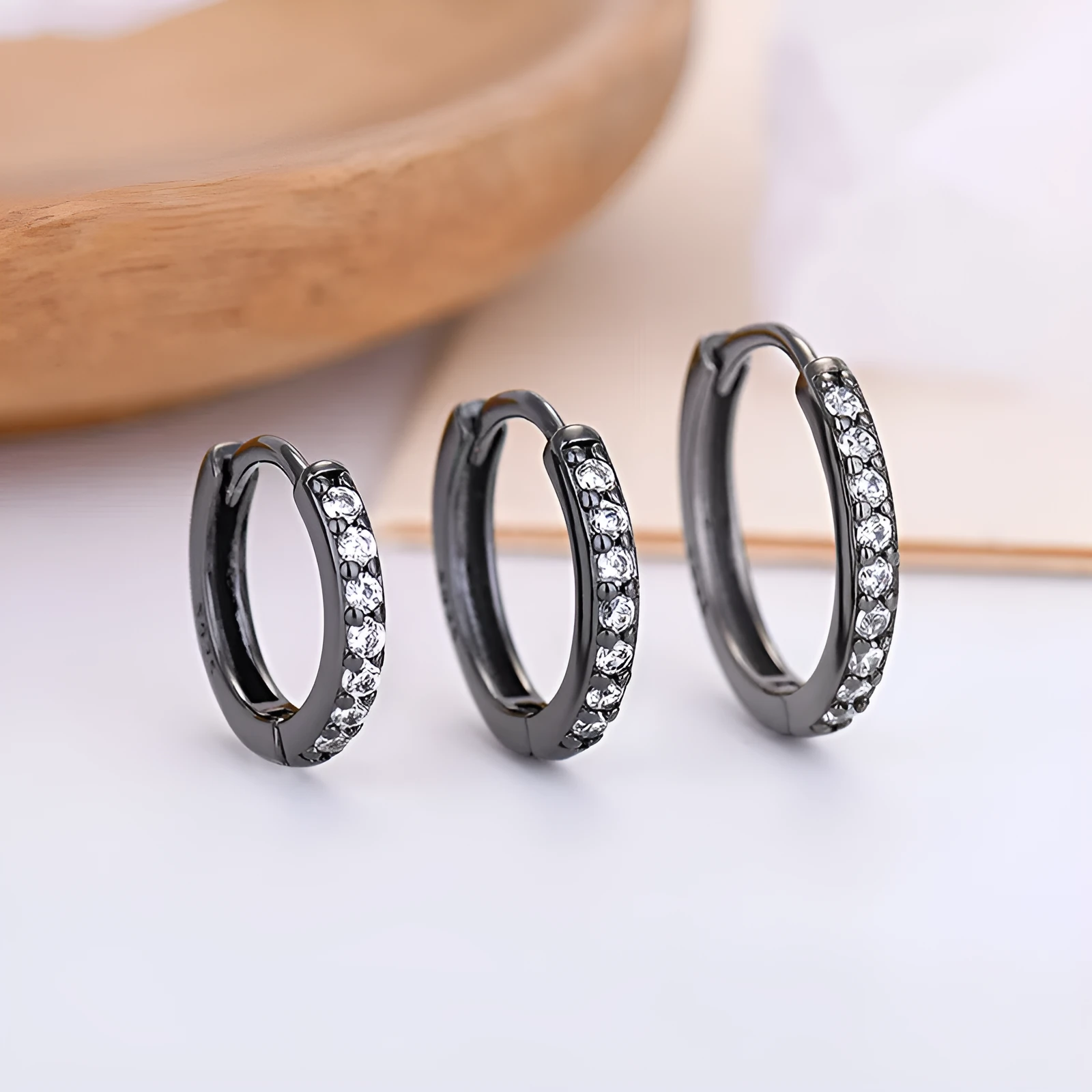 Gang Drill zircon stud earrings silver needle green copper geometric starry sky design unisex electroplated finish
