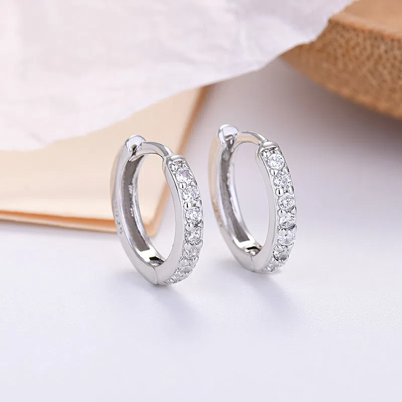Gang Drill zircon stud earrings silver needle green copper geometric starry sky design unisex electroplated finish