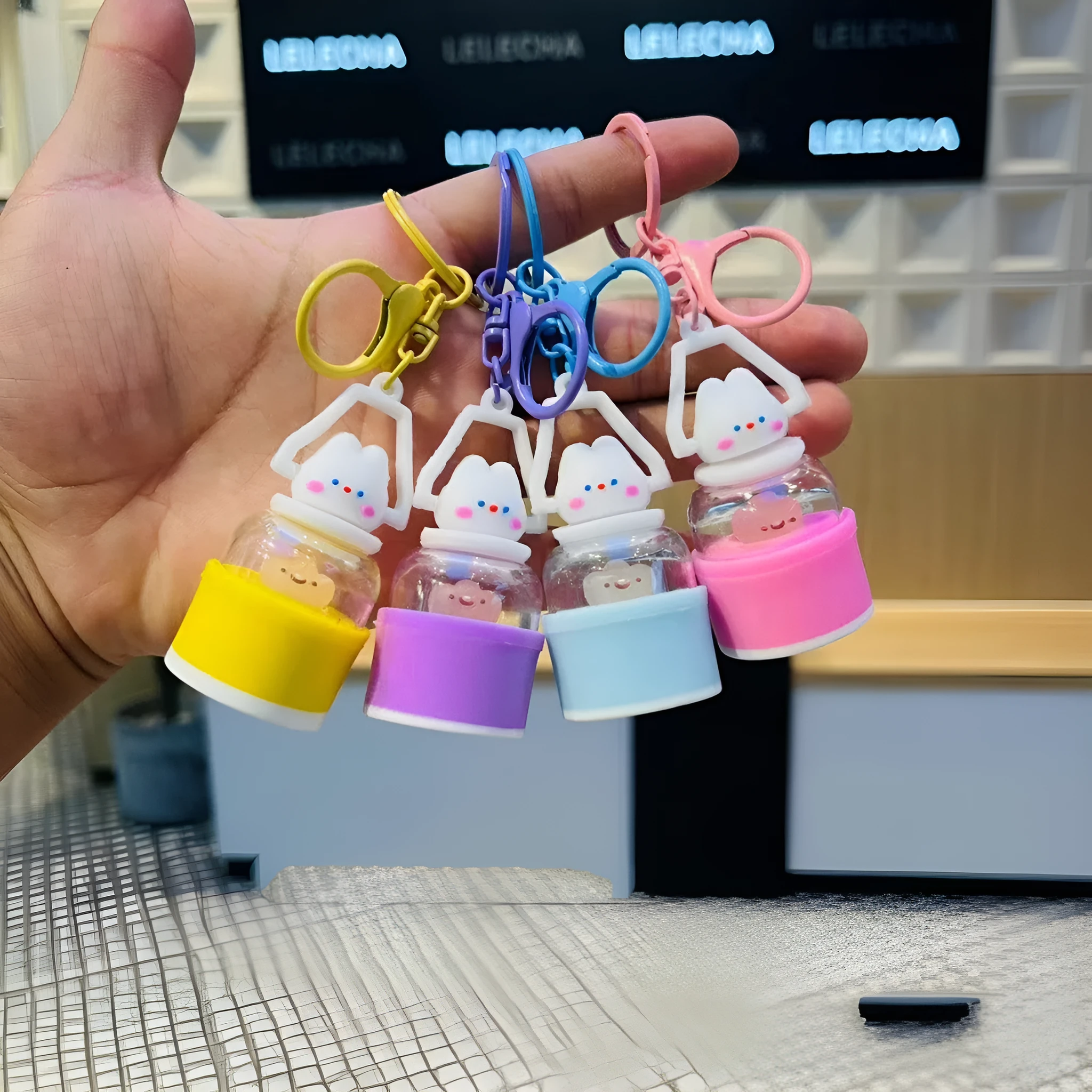 Camping small night lamp keychain pendant silicone in pink colour