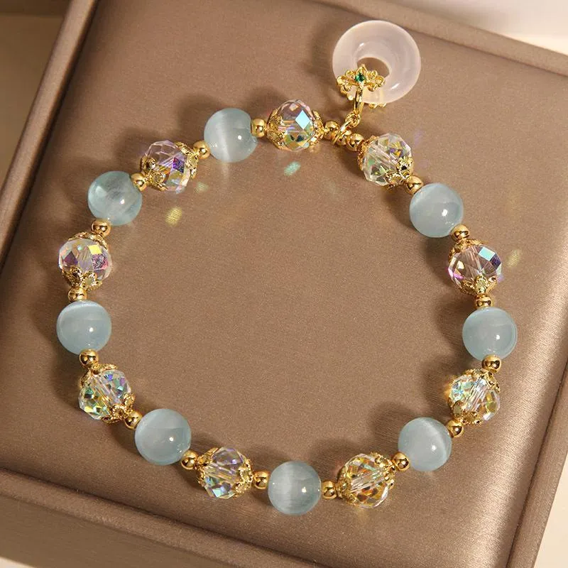 Blue opal pendant glass bracelet for women in Japanese Korean style