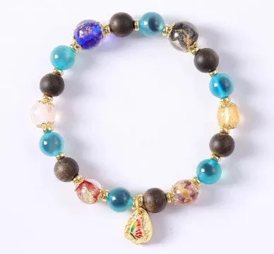 Candy Heart Agate Colored Glaze Bracelet 8mm beads alloy inlay natural stone jewellery