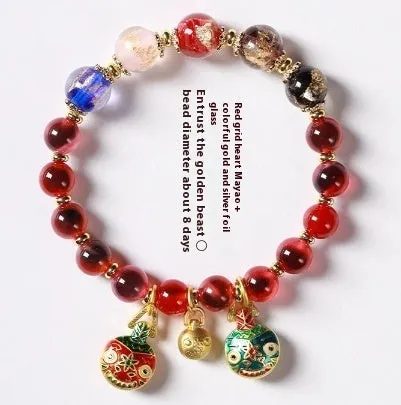 Candy Heart Agate Colored Glaze Bracelet 8mm beads alloy inlay natural stone jewellery