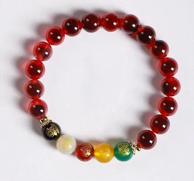 Candy Heart Agate Colored Glaze Bracelet 8mm beads alloy inlay natural stone jewellery