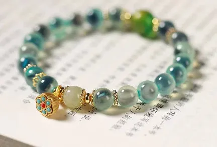 Candy Heart Agate Colored Glaze Bracelet 8mm beads alloy inlay natural stone jewellery