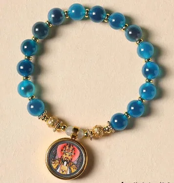 Candy Heart Agate Colored Glaze Bracelet 8mm beads alloy inlay natural stone jewellery