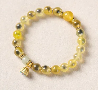 Candy Heart Agate Colored Glaze Bracelet 8mm beads alloy inlay natural stone jewellery