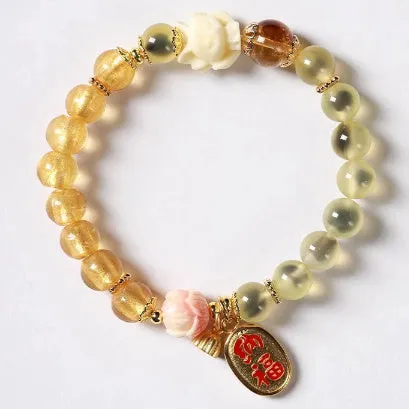 Candy Heart Agate Colored Glaze Bracelet 8mm beads alloy inlay natural stone jewellery