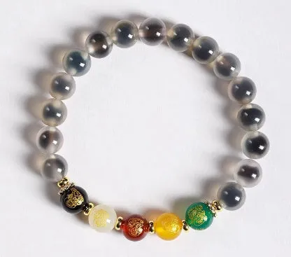 Candy Heart Agate Colored Glaze Bracelet 8mm beads alloy inlay natural stone jewellery