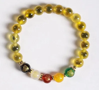 Candy Heart Agate Colored Glaze Bracelet 8mm beads alloy inlay natural stone jewellery