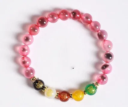 Candy Heart Agate Colored Glaze Bracelet 8mm beads alloy inlay natural stone jewellery