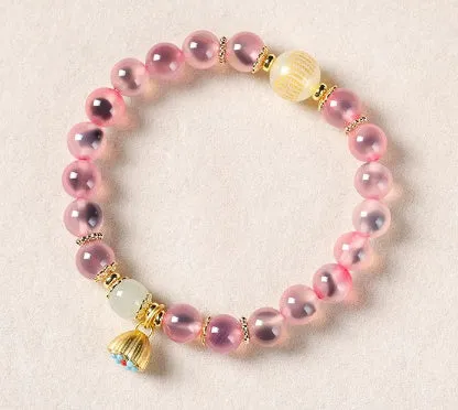 Candy Heart Agate Colored Glaze Bracelet 8mm beads alloy inlay natural stone jewellery