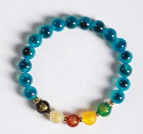 Candy Heart Agate Colored Glaze Bracelet 8mm beads alloy inlay natural stone jewellery