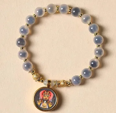 Candy Heart Agate Colored Glaze Bracelet 8mm beads alloy inlay natural stone jewellery