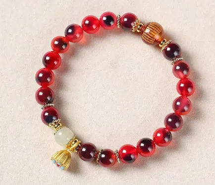 Candy Heart Agate Colored Glaze Bracelet 8mm beads alloy inlay natural stone jewellery