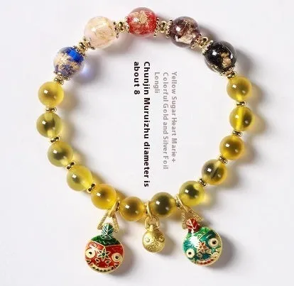 Candy Heart Agate Colored Glaze Bracelet 8mm beads alloy inlay natural stone jewellery
