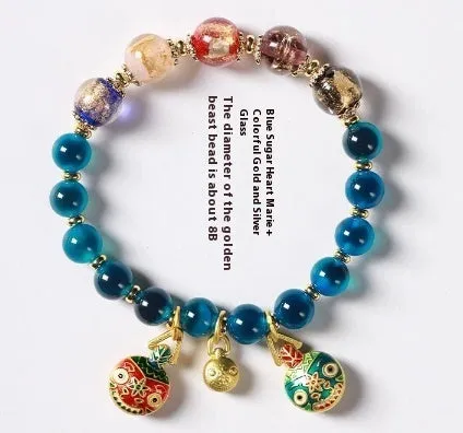 Candy Heart Agate Colored Glaze Bracelet 8mm beads alloy inlay natural stone jewellery