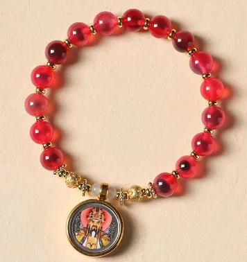 Candy Heart Agate Colored Glaze Bracelet 8mm beads alloy inlay natural stone jewellery
