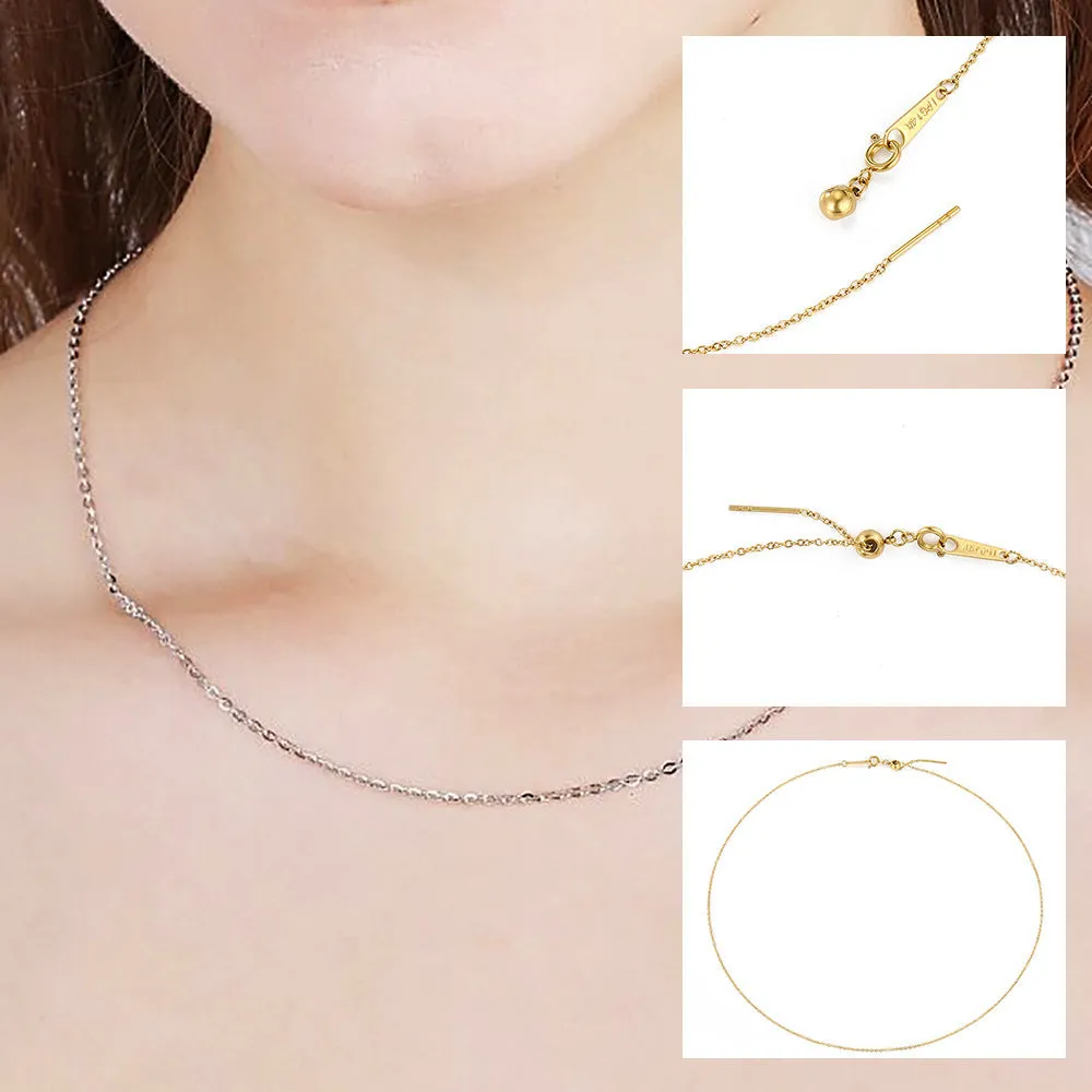 Stainless steel necklace with a U-shaped pendant on a chain, shown in steel, gold, and rose gold colour options.