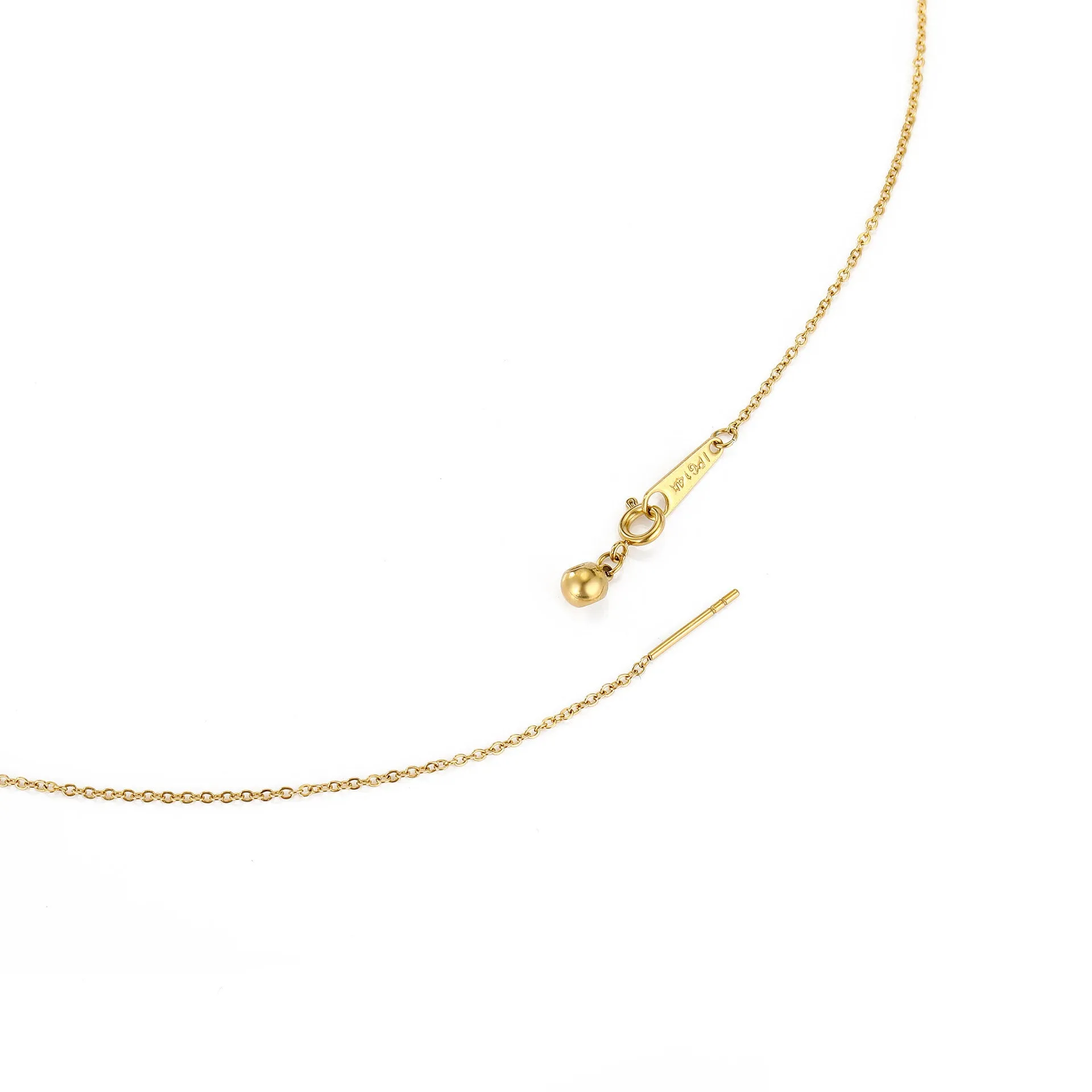 Stainless steel necklace with a U-shaped pendant on a chain, shown in steel, gold, and rose gold colour options.