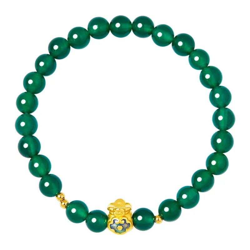 Green turquoise bead bracelet with 8mm geometric beads and silver accent