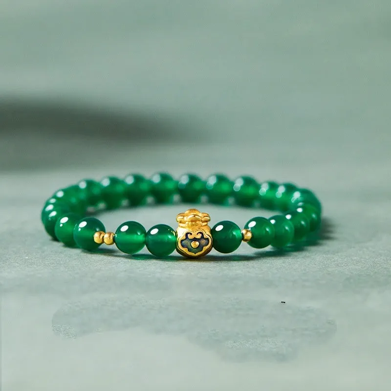 Green turquoise bead bracelet with 8mm geometric beads and silver accent