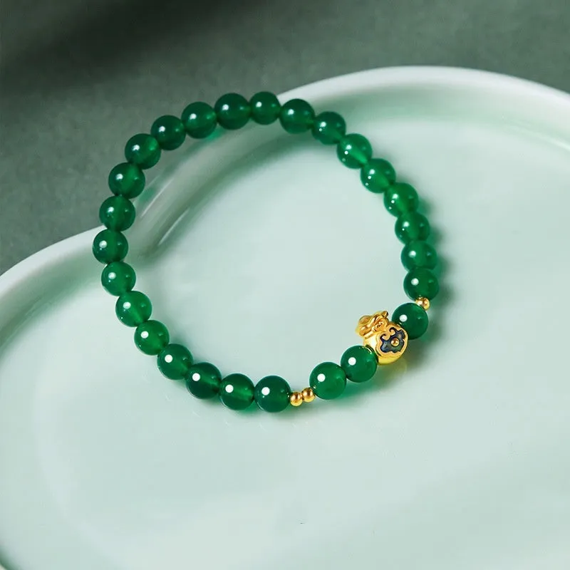 Green turquoise bead bracelet with 8mm geometric beads and silver accent