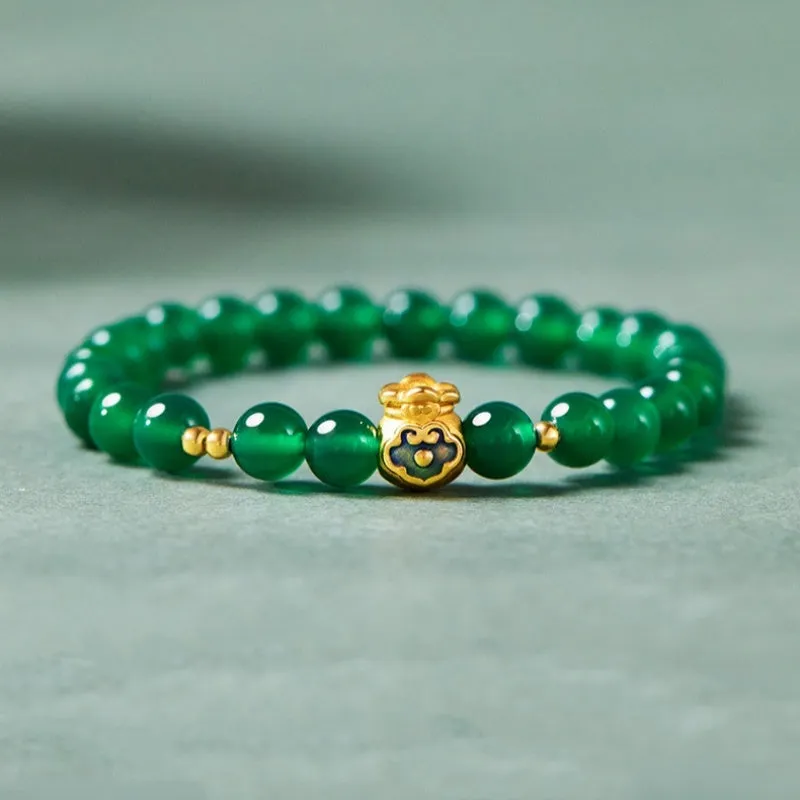 Green turquoise bead bracelet with 8mm geometric beads and silver accent