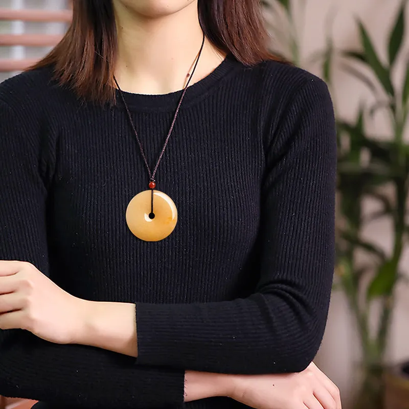 Natural Jinsi Jade peace buckle pendant necklace on lanyard, gold tone option, with certificate