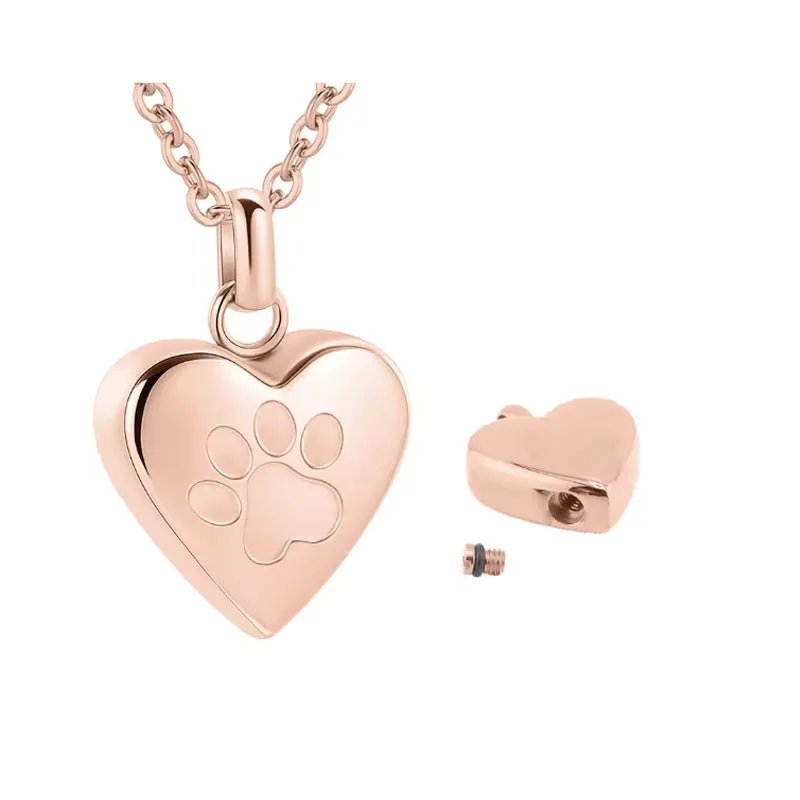 Titanium steel heart pendant memorial necklace that can be opened, shown in multiple colour options.