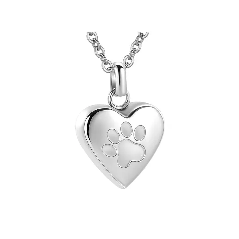 Titanium steel heart pendant memorial necklace that can be opened, shown in multiple colour options.
