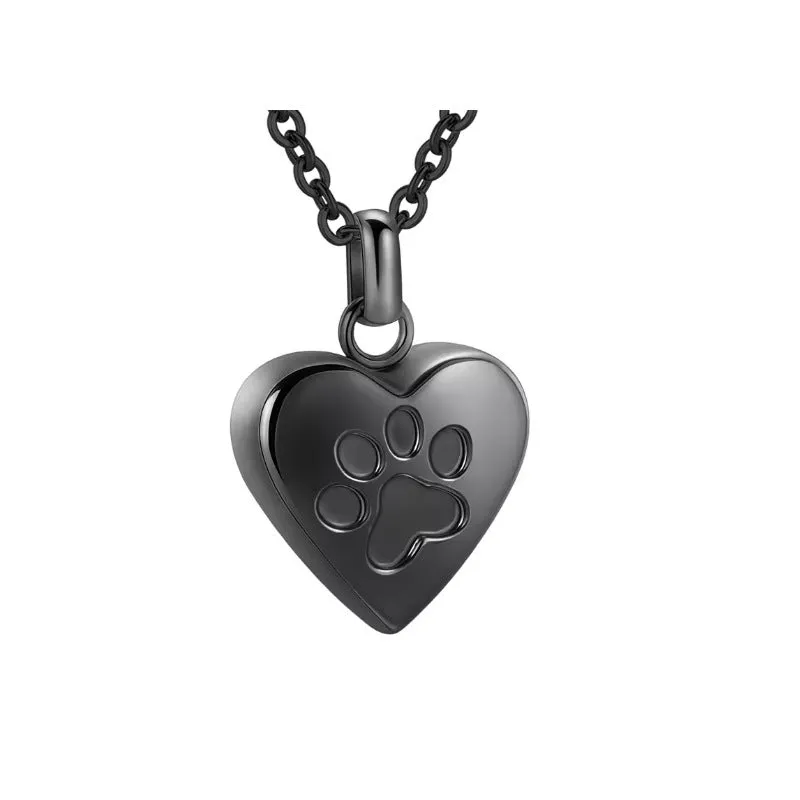 Titanium steel heart pendant memorial necklace that can be opened, shown in multiple colour options.
