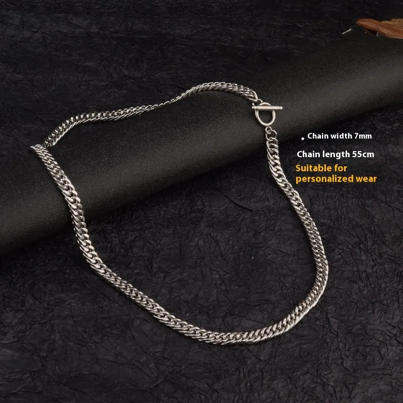 Titanium steel double-woven necklace with four-sided grinding, geometric pendant, OT buckle, unisex, 45-60cm