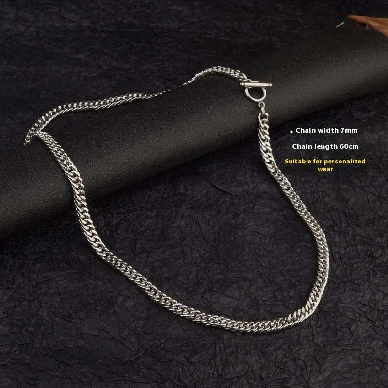Titanium steel double-woven necklace with four-sided grinding, geometric pendant, OT buckle, unisex, 45-60cm