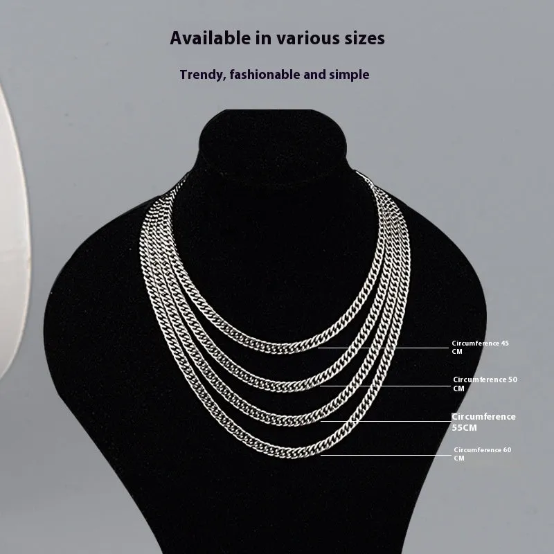 Titanium steel double-woven necklace with four-sided grinding, geometric pendant, OT buckle, unisex, 45-60cm