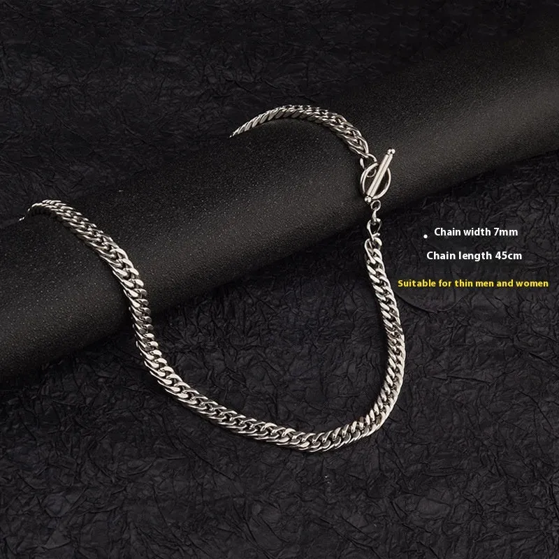 Titanium steel double-woven necklace with four-sided grinding, geometric pendant, OT buckle, unisex, 45-60cm