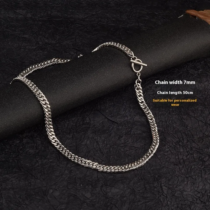 Titanium steel double-woven necklace with four-sided grinding, geometric pendant, OT buckle, unisex, 45-60cm