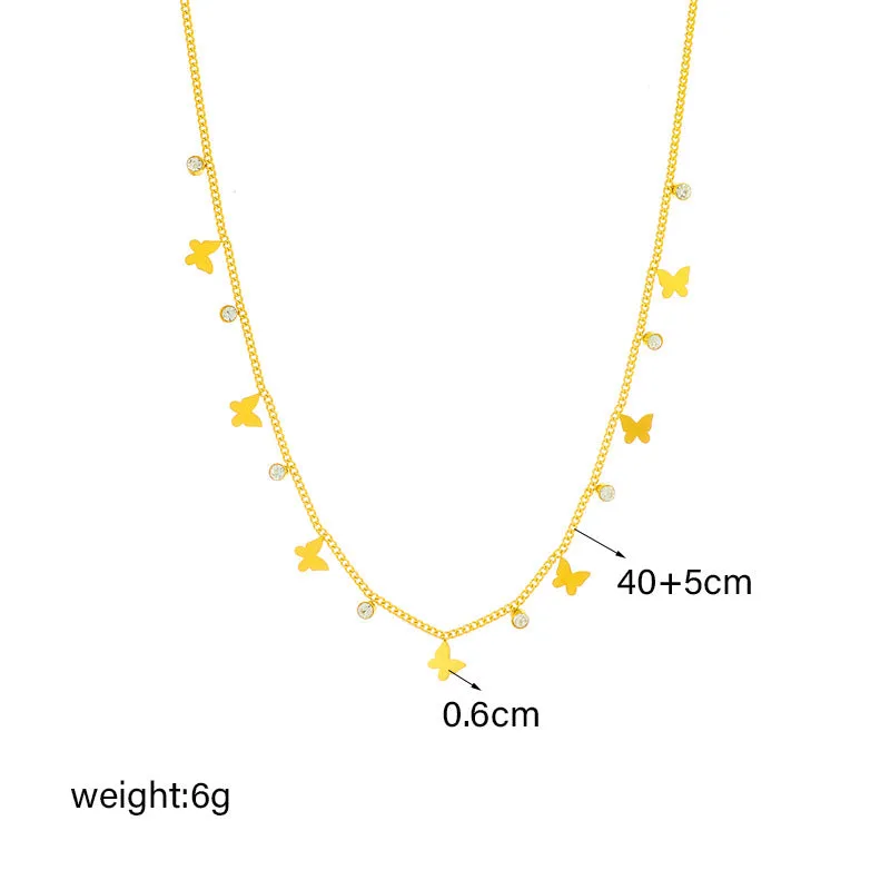 Women's multi-layer twin butterfly XINGX diamond-studded titanium steel pendant necklace on adjustable chain