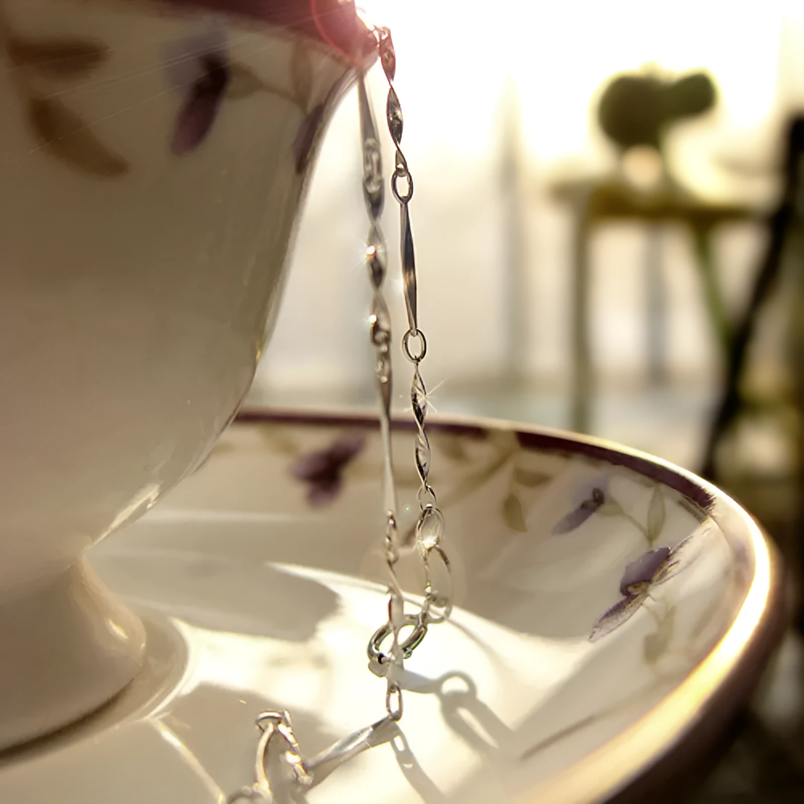 S925 sterling silver geometric ornament pendant necklace with twisted chain 40CM or 45CM silver colour