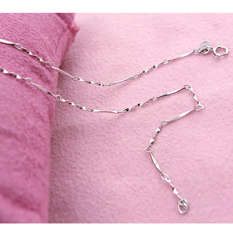 S925 sterling silver geometric ornament pendant necklace with twisted chain 40CM or 45CM silver colour