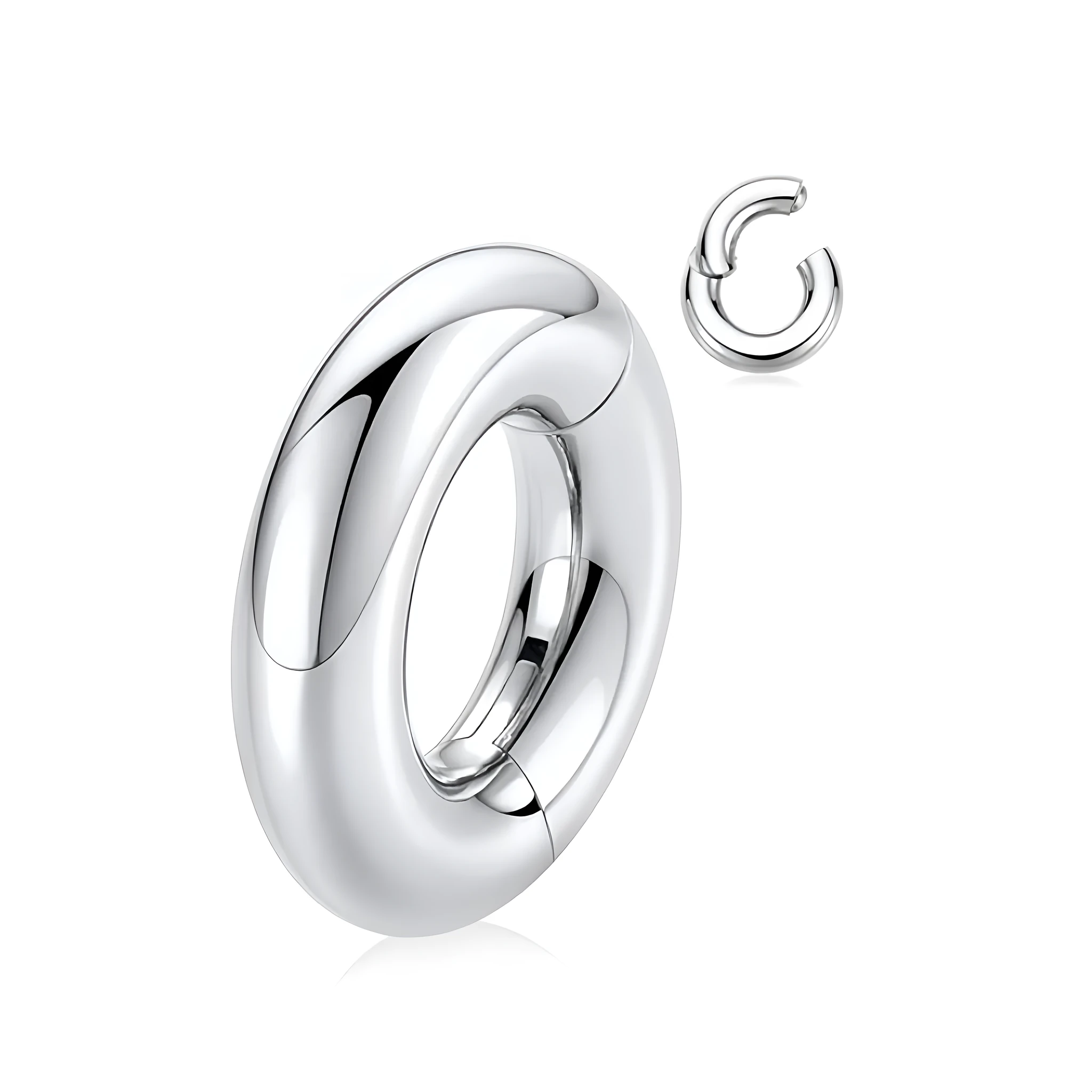 Titanium steel closed lip ring body piercing jewellery steel colour round electroplated finish