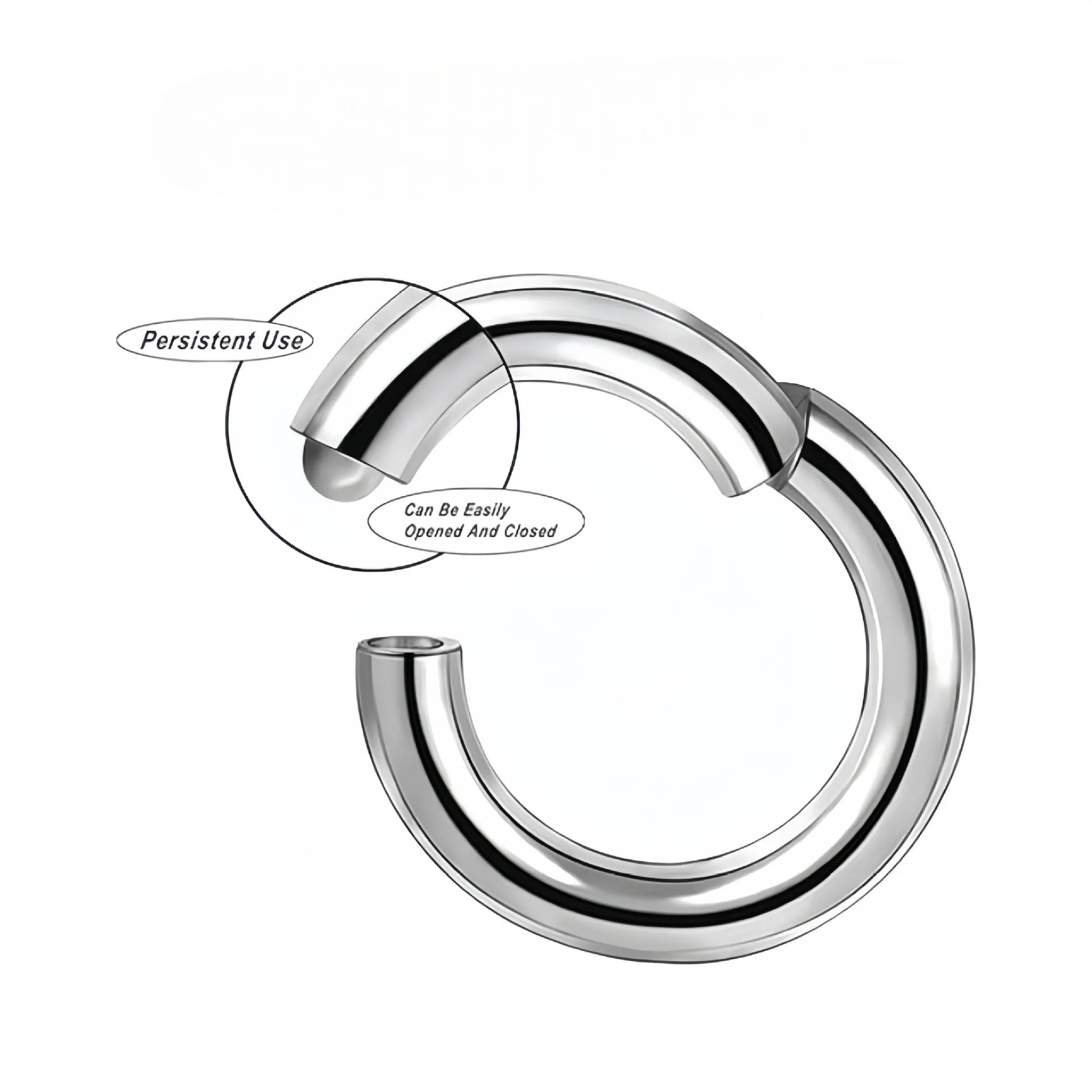 Titanium steel closed lip ring body piercing jewellery steel colour round electroplated finish