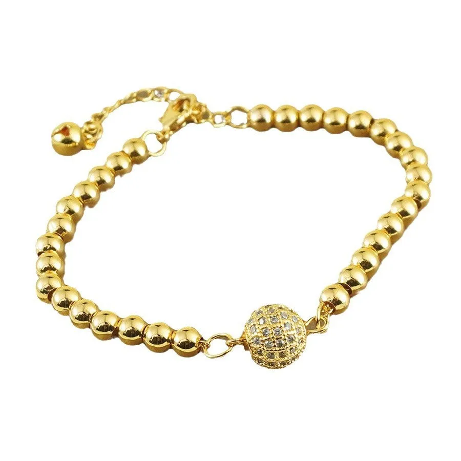 Arabic style heart-shaped copper bracelet for women with a round zircon stone centrepiece.