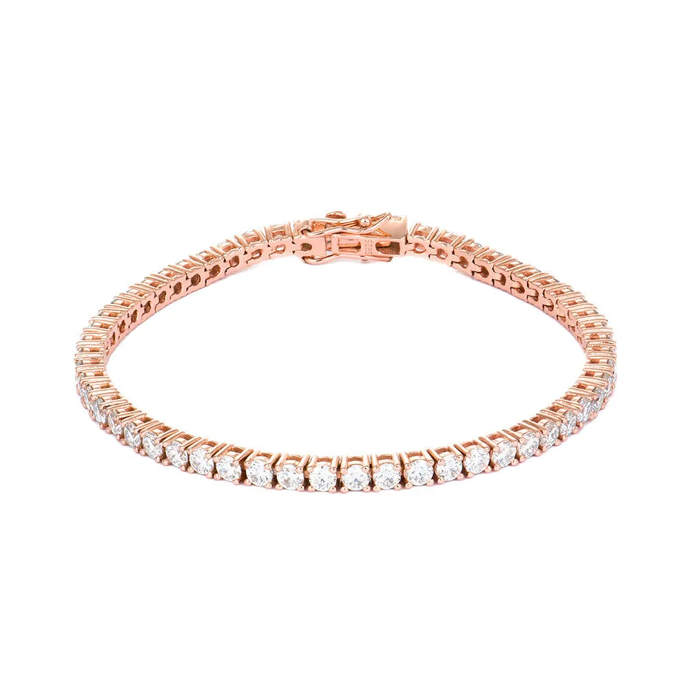 Moissanite full set S925 sterling silver bracelet with square and hexagonal star geometric design in rose gold finish.