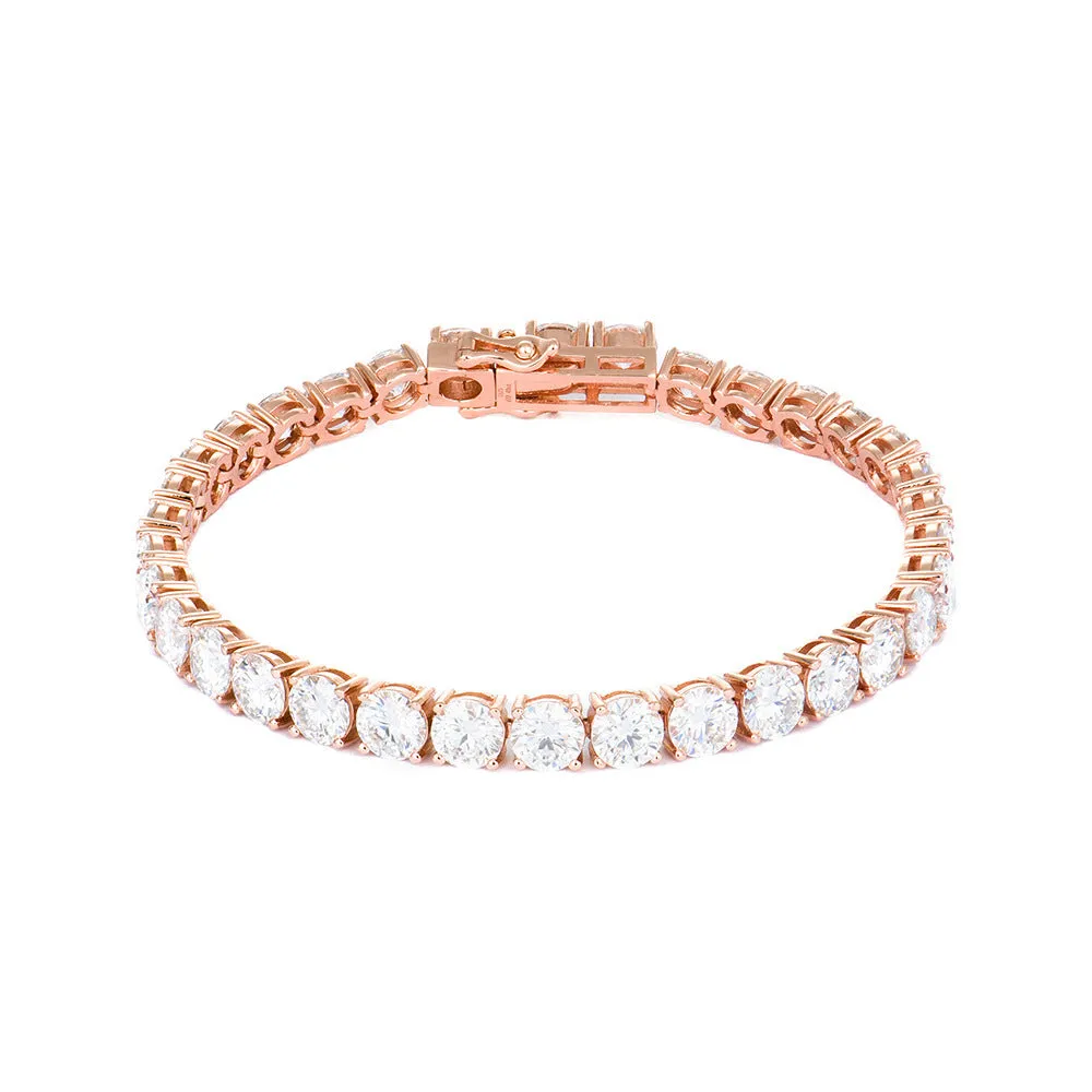 Moissanite full set S925 sterling silver bracelet with square and hexagonal star geometric design in rose gold finish.
