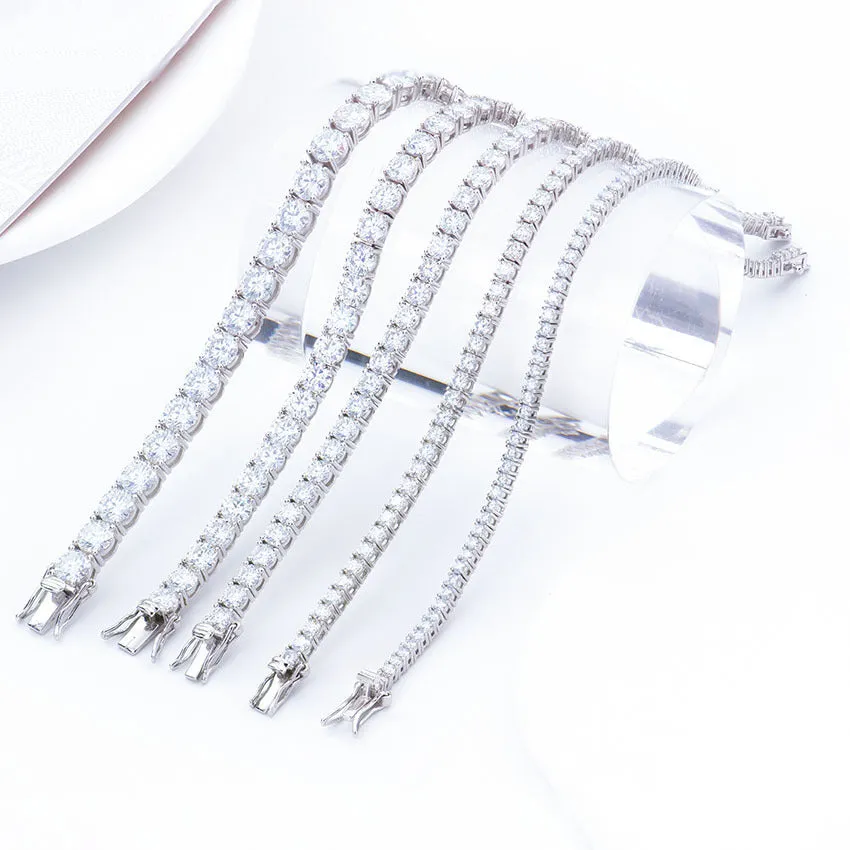 Moissanite full set S925 sterling silver bracelet with square and hexagonal star geometric design in rose gold finish.