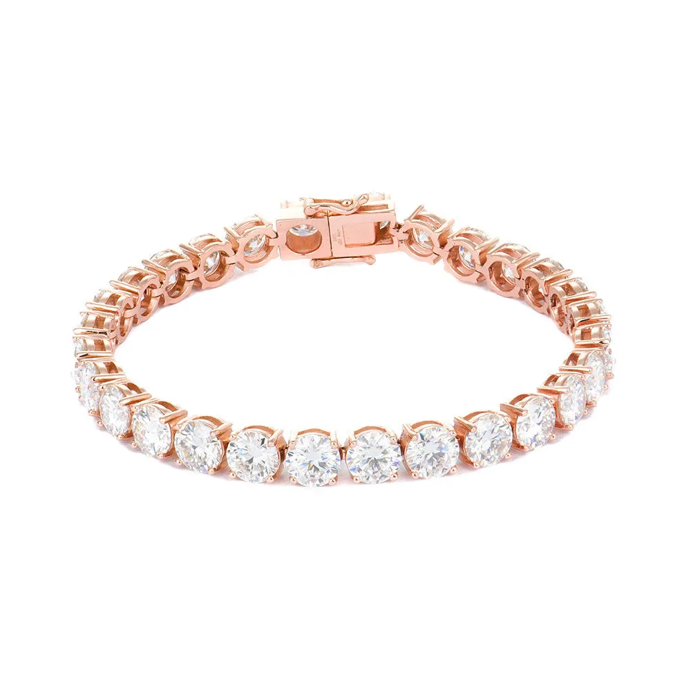 Moissanite full set S925 sterling silver bracelet with square and hexagonal star geometric design in rose gold finish.