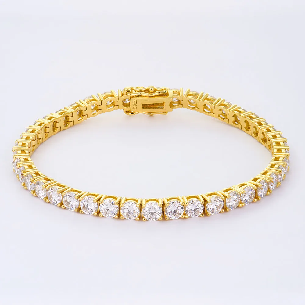 Moissanite full set S925 sterling silver bracelet with square and hexagonal star geometric design in rose gold finish.