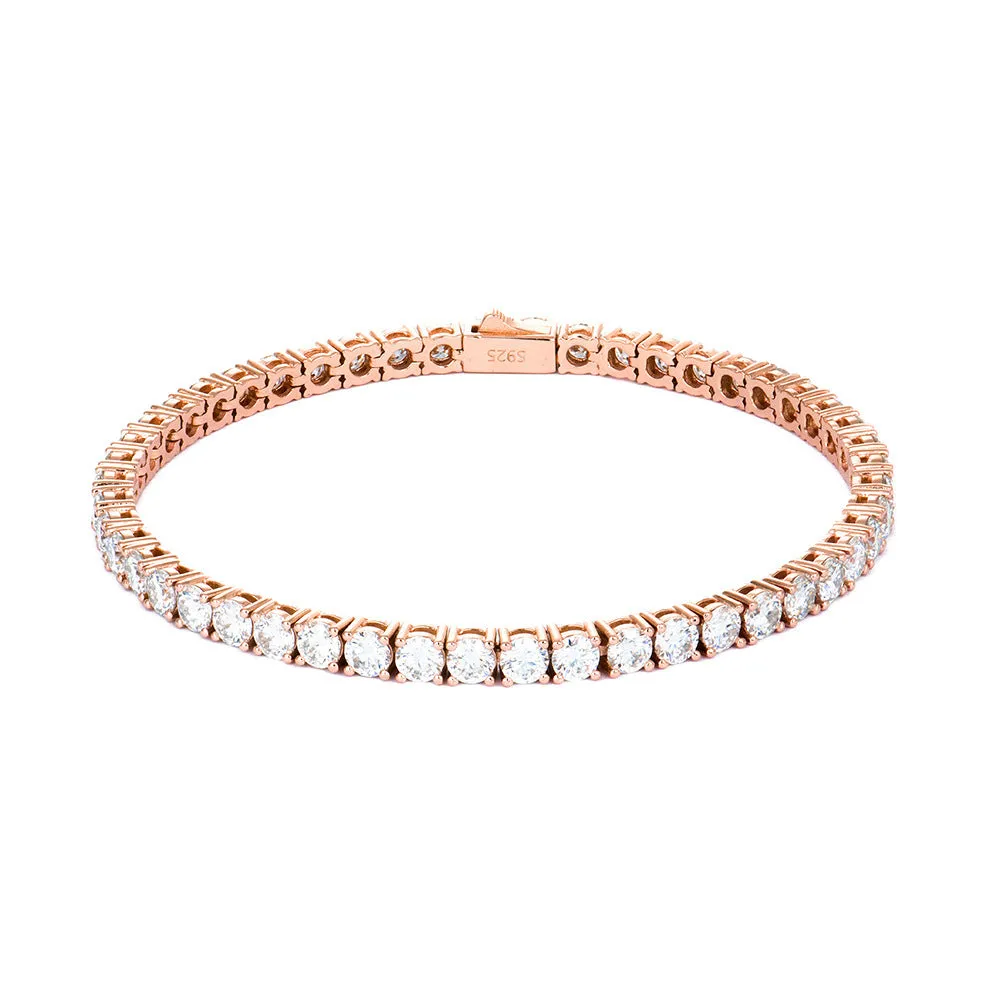 Moissanite full set S925 sterling silver bracelet with square and hexagonal star geometric design in rose gold finish.