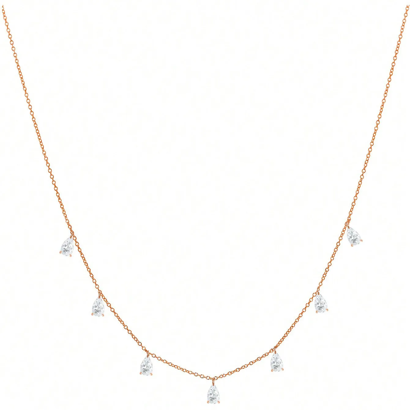 Gentle drop-shaped artificial zircon 925 silver necklace on O-shaped chain in silver, rose gold or golden yellow colour