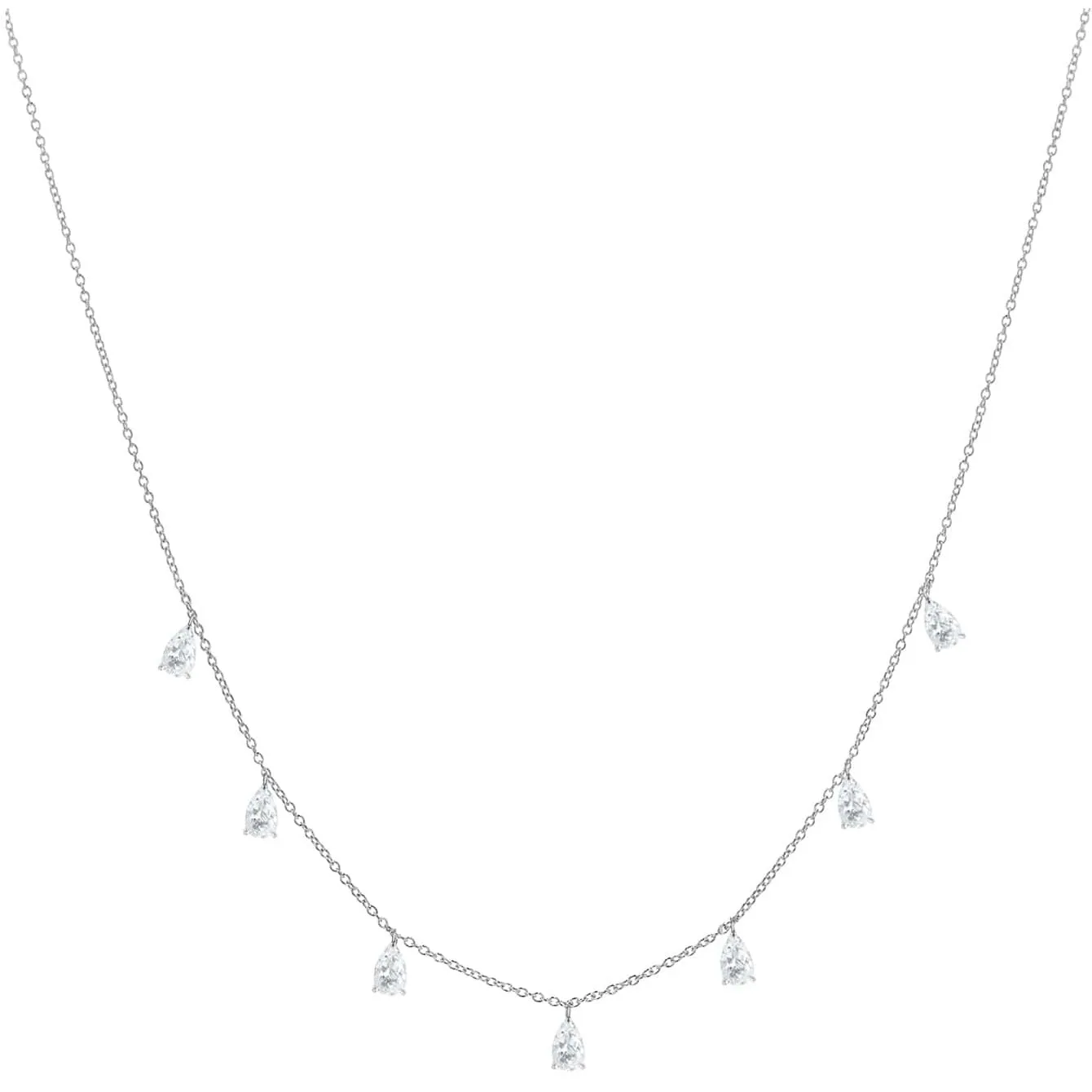 Gentle drop-shaped artificial zircon 925 silver necklace on O-shaped chain in silver, rose gold or golden yellow colour